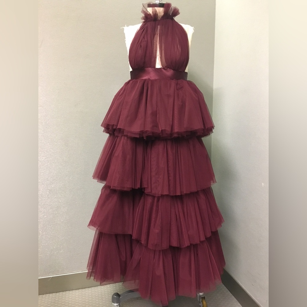Burgundy Tulle Gown (Prom Dress, Gala , Wedding, Formal)